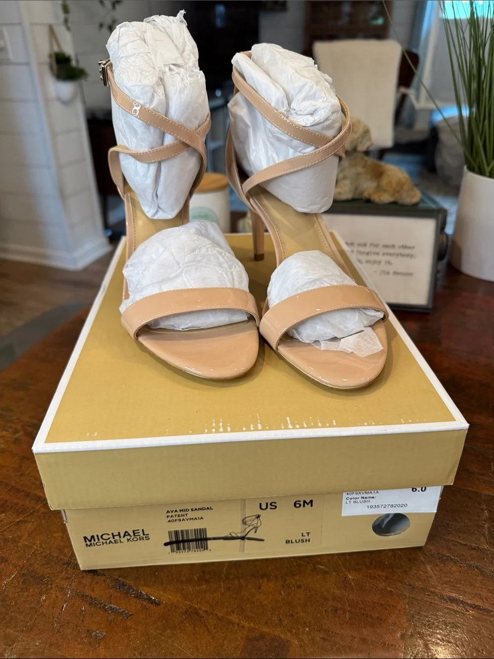 Michael Kors Nude Patent Strappy High Heel Sandals - Picture 1 of 7